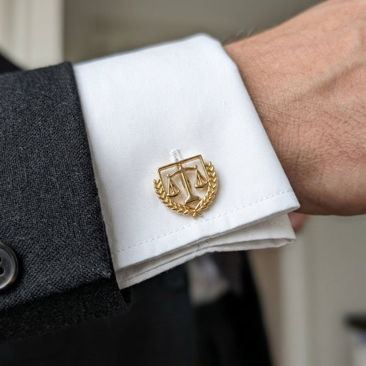 Justice Scale Crest Cufflinks For Lawyers