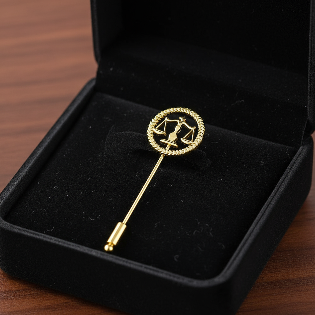 Round Justice Emblem Badge for Advocates (Long Pin)