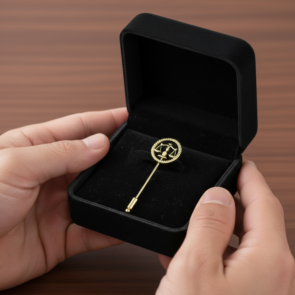 Round Justice Emblem Badge for Advocates (Long Pin)