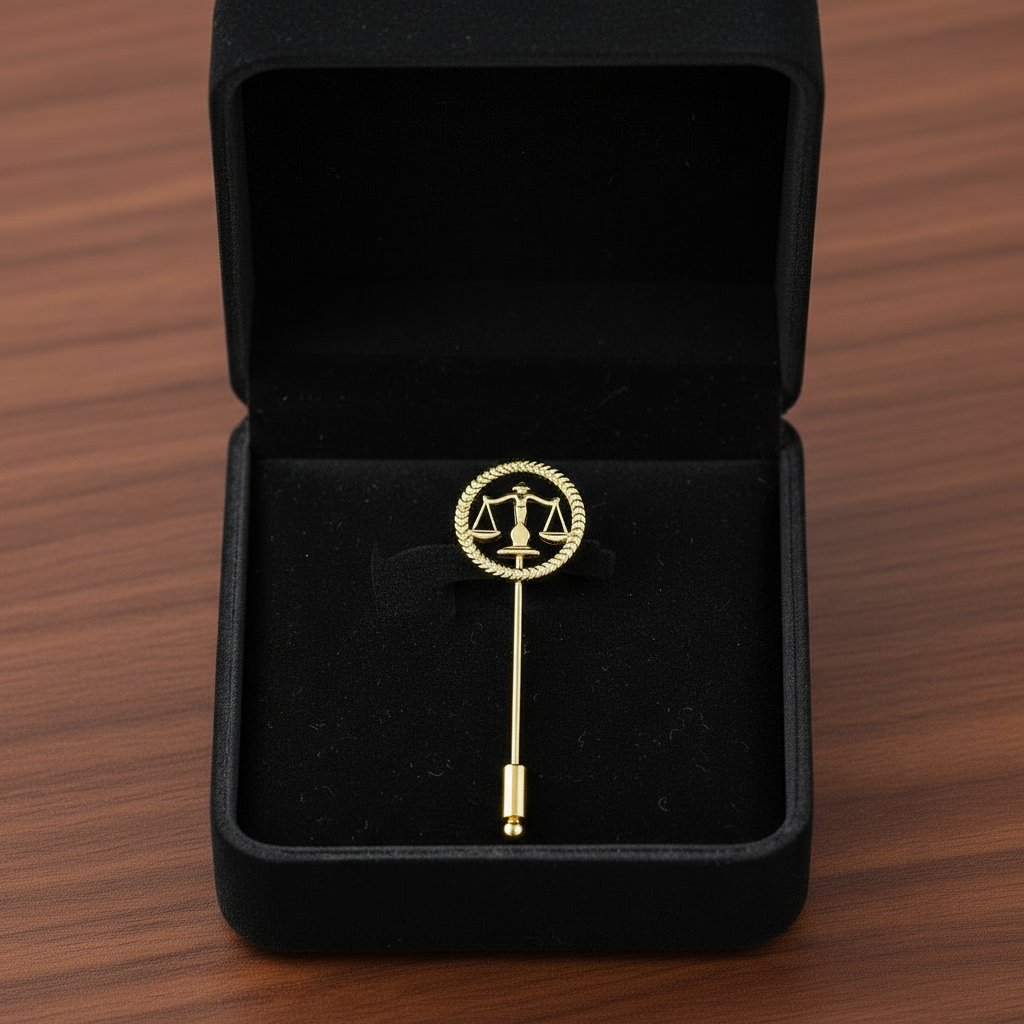 Round Justice Emblem Badge for Advocates (Long Pin)