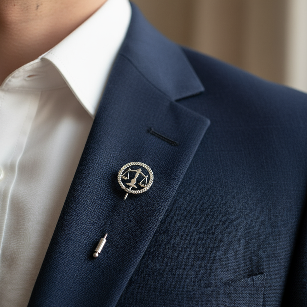 Round Justice Emblem Badge for Advocates (Long Pin)