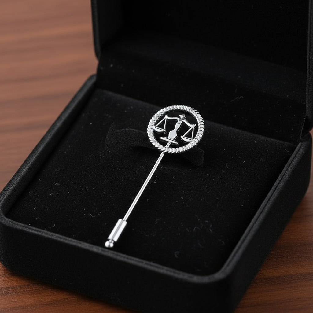 Round Justice Emblem Badge for Advocates (Long Pin)
