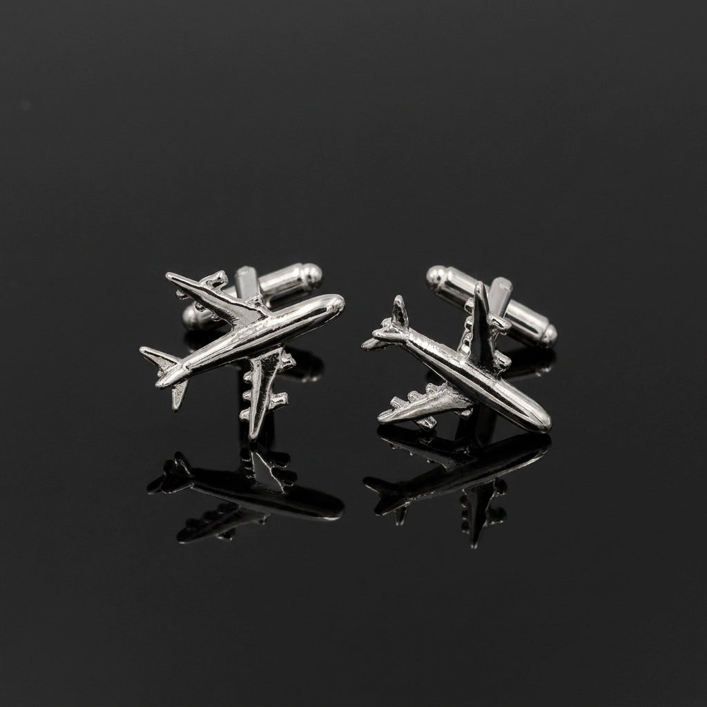 Gold-Plated Airplane Cufflinks – Luxury Aviation-Inspired Men's Accessories