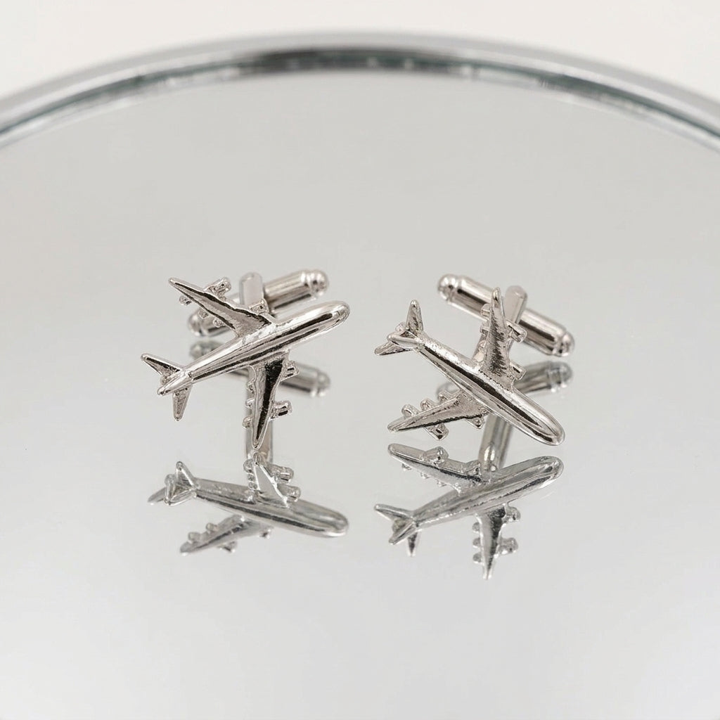Gold-Plated Airplane Cufflinks – Luxury Aviation-Inspired Men's Accessories