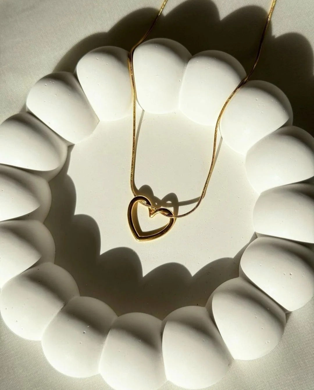 Twisted Heart Necklace – Minimal Gold Open Heart Necklace