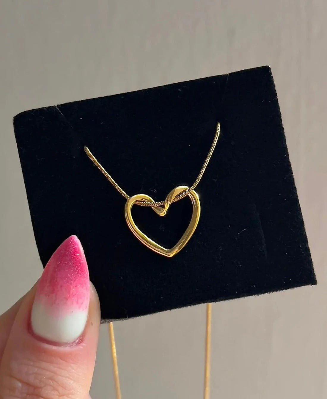 Twisted Heart Necklace – Minimal Gold Open Heart Necklace