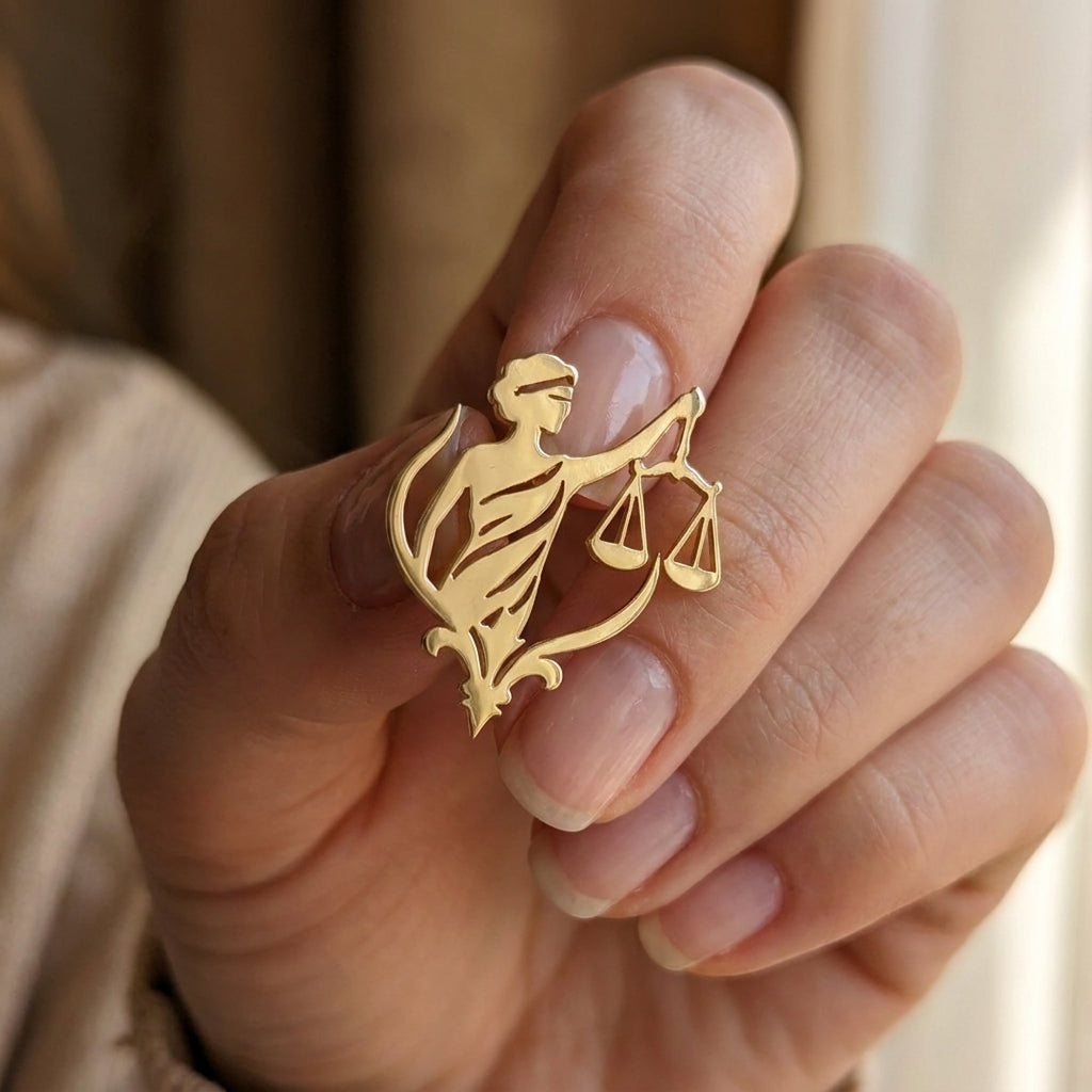 Female Lawyer Scales of Justice Brooch