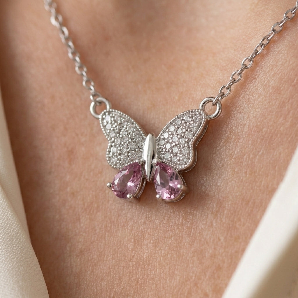 Blush Butterfly Necklace | Tarnish-Proof