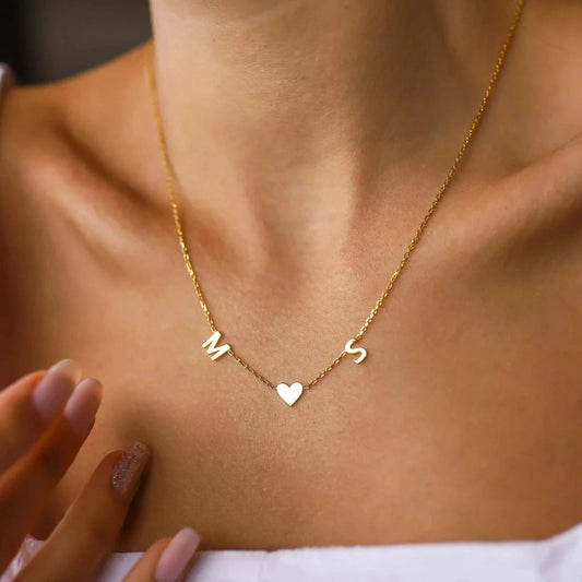 Couple Initial Tiny Alphabet Necklace For Women