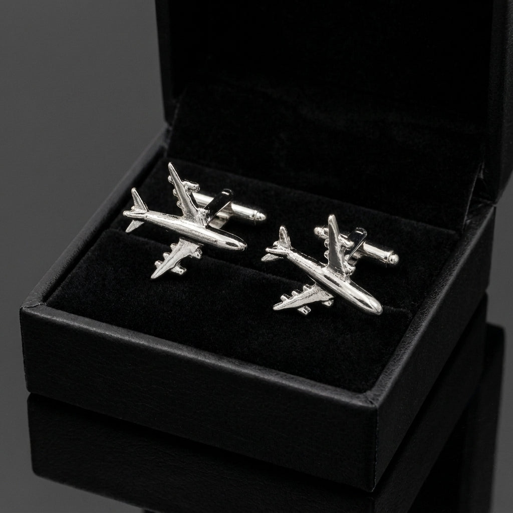 Gold-Plated Airplane Cufflinks – Luxury Aviation-Inspired Men's Accessories