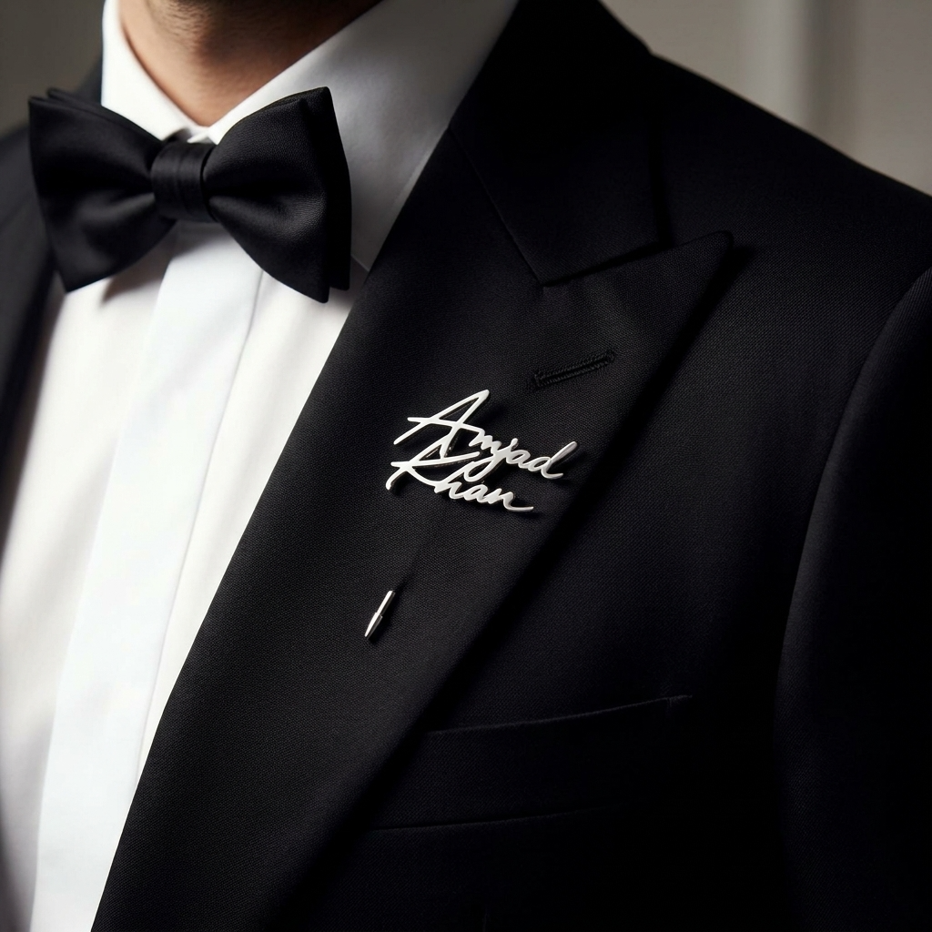 Italic Cursive Personalized Lapel Pin For Men, Custom Name Brooch, Name Pin