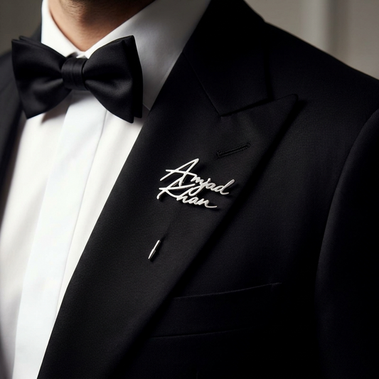 Italic Cursive Personalized Lapel Pin For Men, Custom Name Brooch, Name Pin