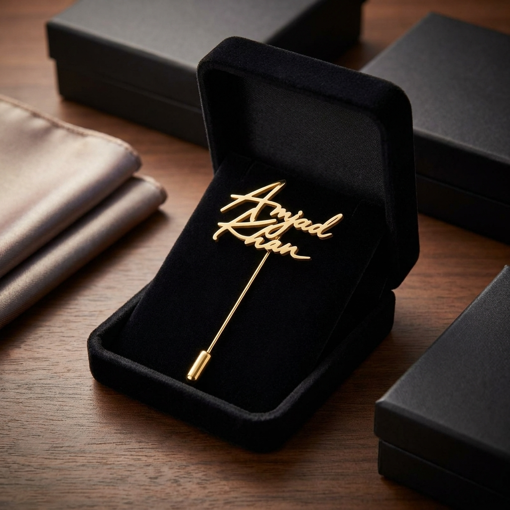 Italic Cursive Personalized Lapel Pin For Men, Custom Name Brooch, Name Pin