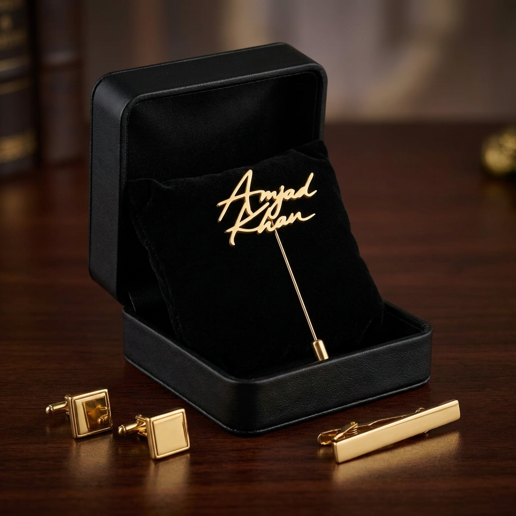 Italic Cursive Personalized Lapel Pin For Men, Custom Name Brooch, Name Pin