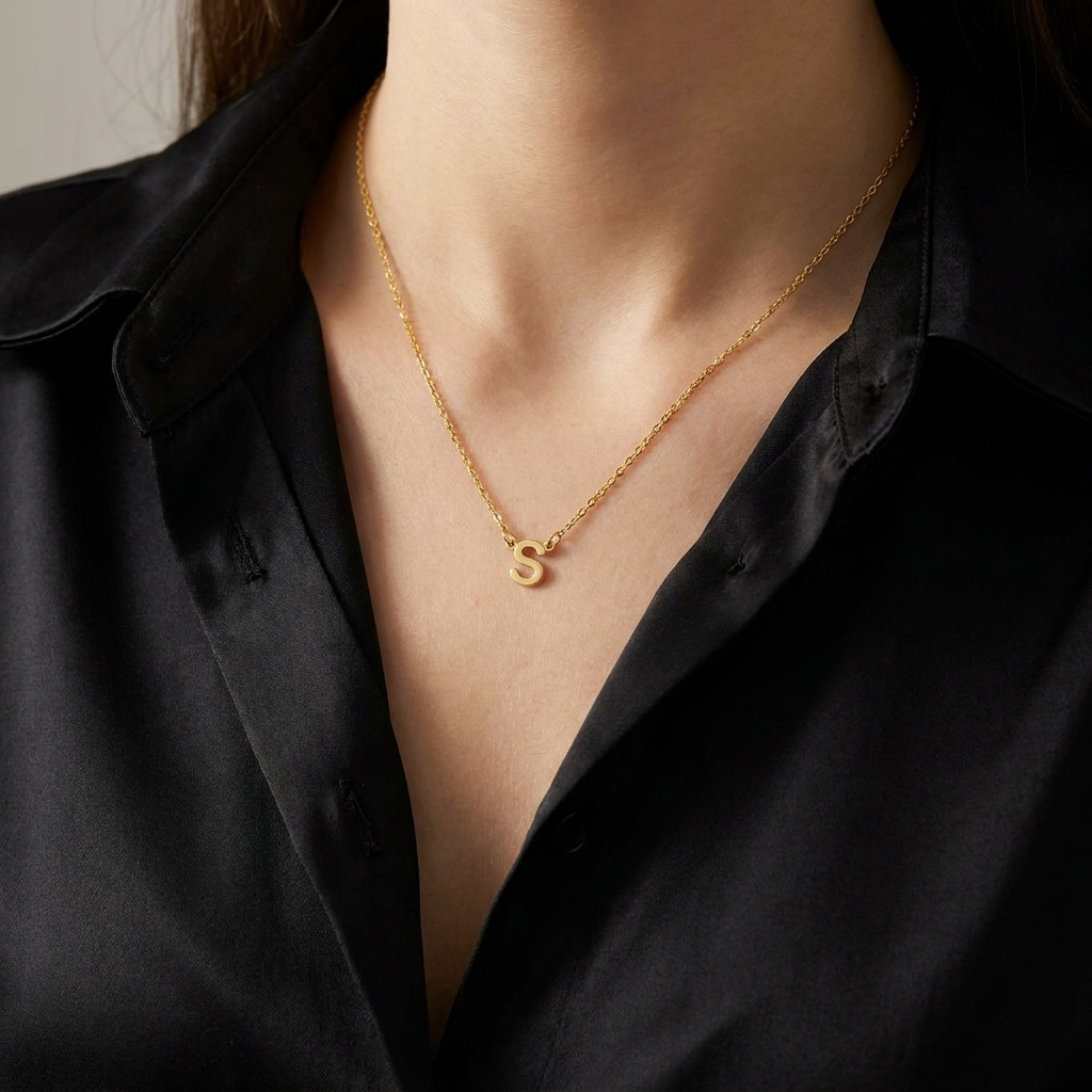Dainty Initial Tiny Alphabet Chain Necklace For Women - 24K Gold plated - Tarnish Proof