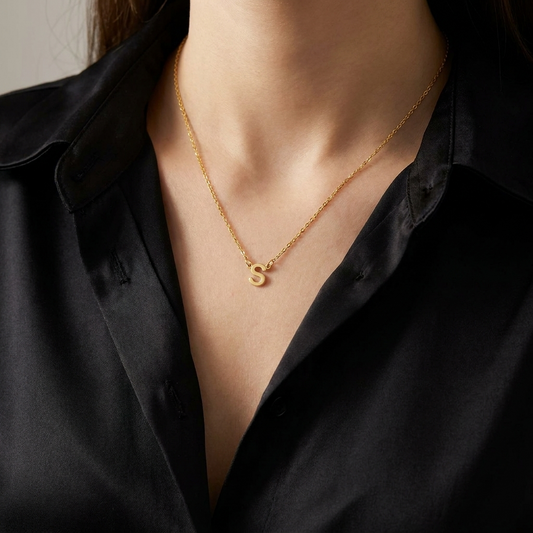 Dainty Initial Tiny Alphabet Chain Necklace For Women - 24K Gold plated - Tarnish Proof
