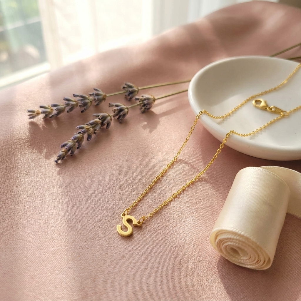 Dainty Initial Tiny Alphabet Chain Necklace For Women - 24K Gold plated - Tarnish Proof