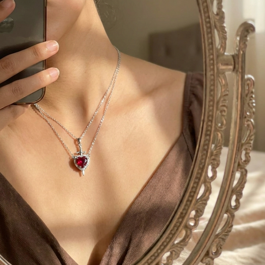 Ruby Heart Dagger Necklace – Stainless Steel & Tarnish Proof