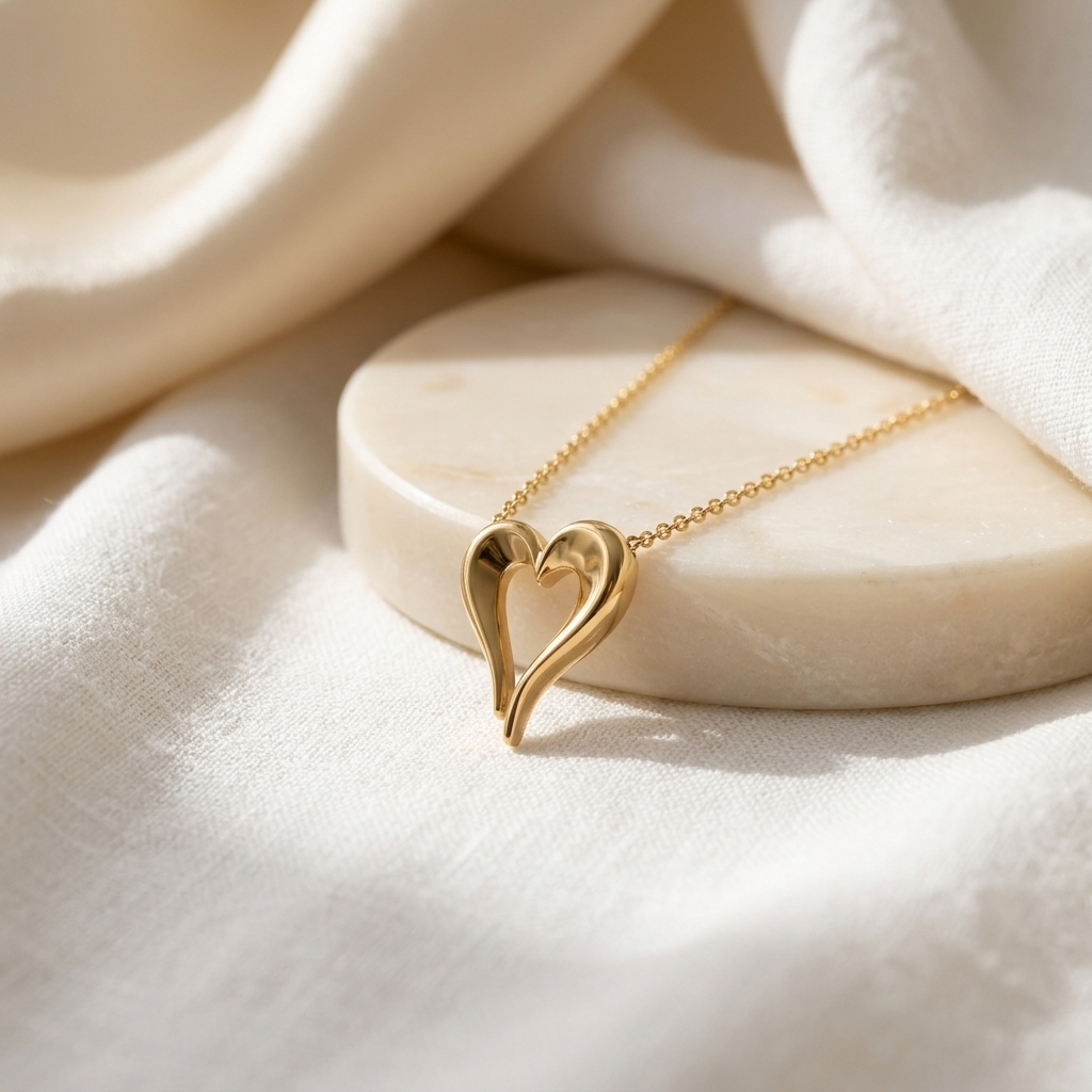 18K Gold-plated Minimal Gold Open Heart Pendant | Tarnish-Proof