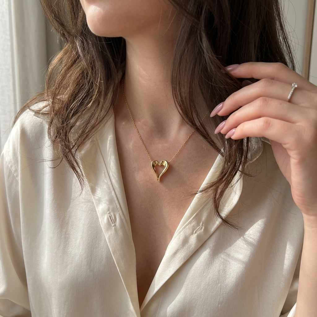 18K Gold-plated Minimal Gold Open Heart Pendant | Tarnish-Proof