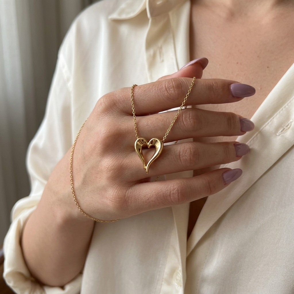18K Gold-plated Minimal Gold Open Heart Pendant | Tarnish-Proof