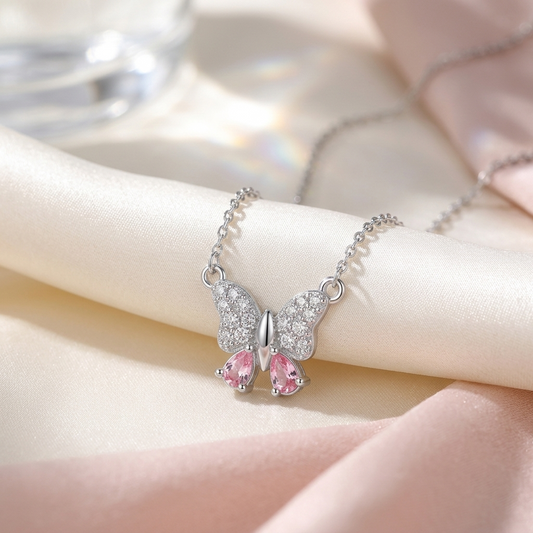 Blush Butterfly Necklace | Tarnish-Proof