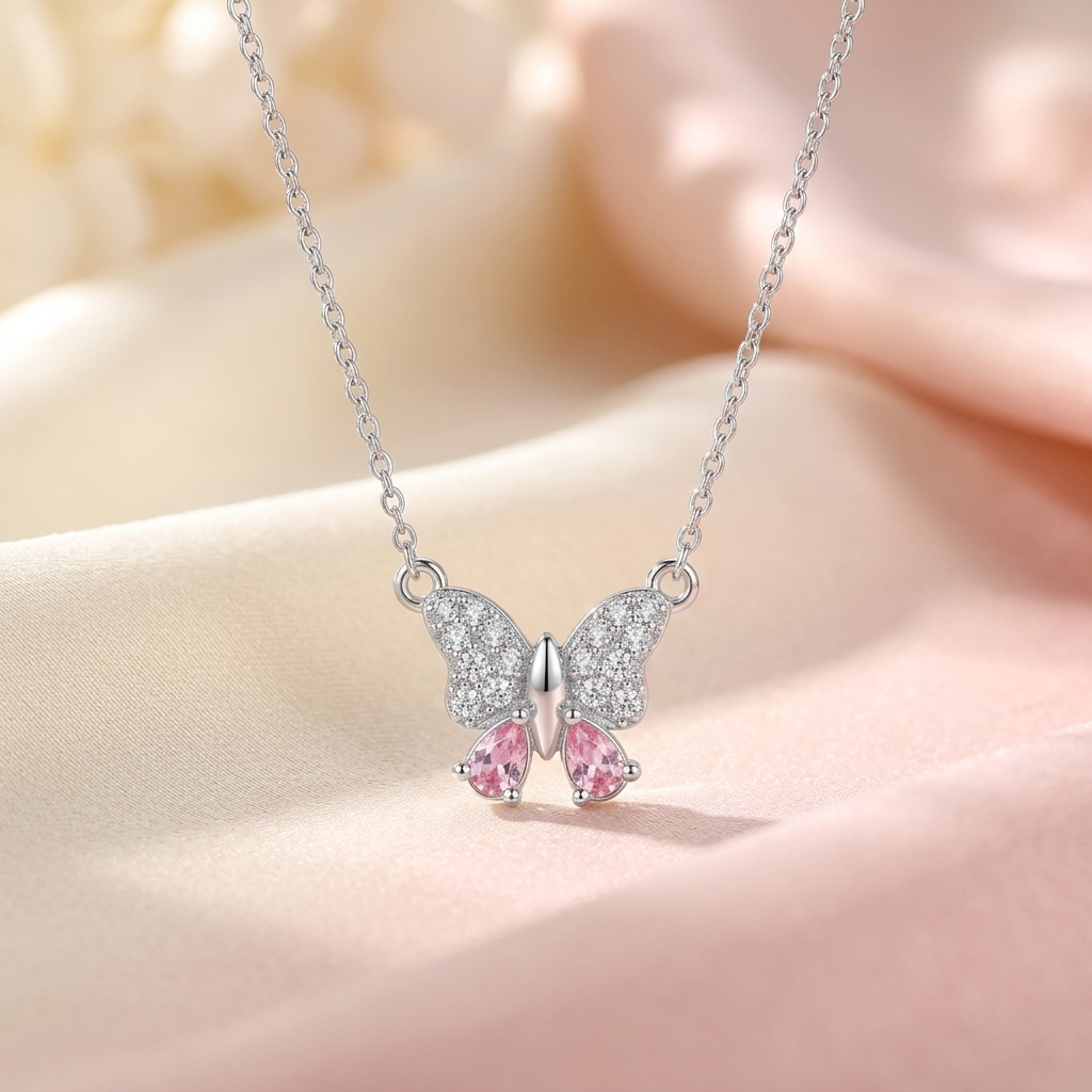 Blush Butterfly Necklace | Tarnish-Proof