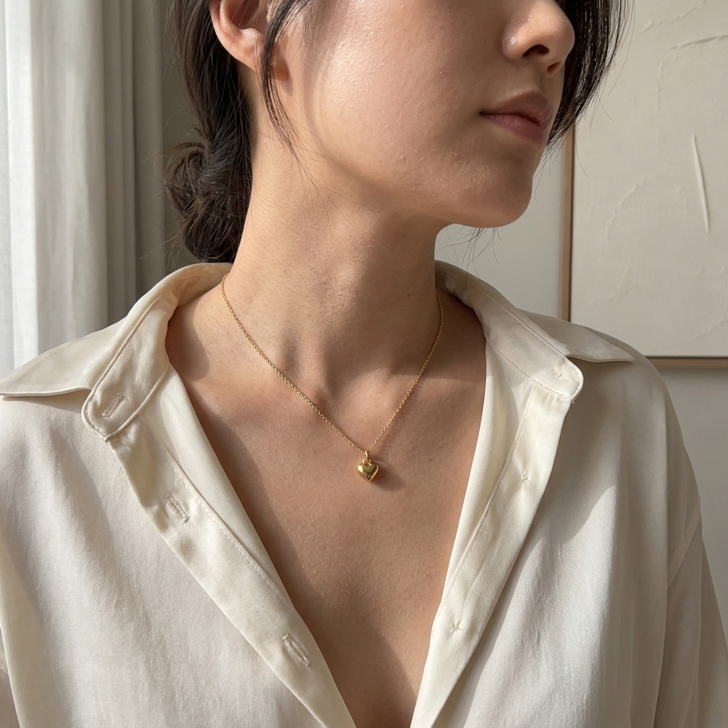 18K Gold plated Tiny Heart Necklace (16" Chain + 2 Extension)