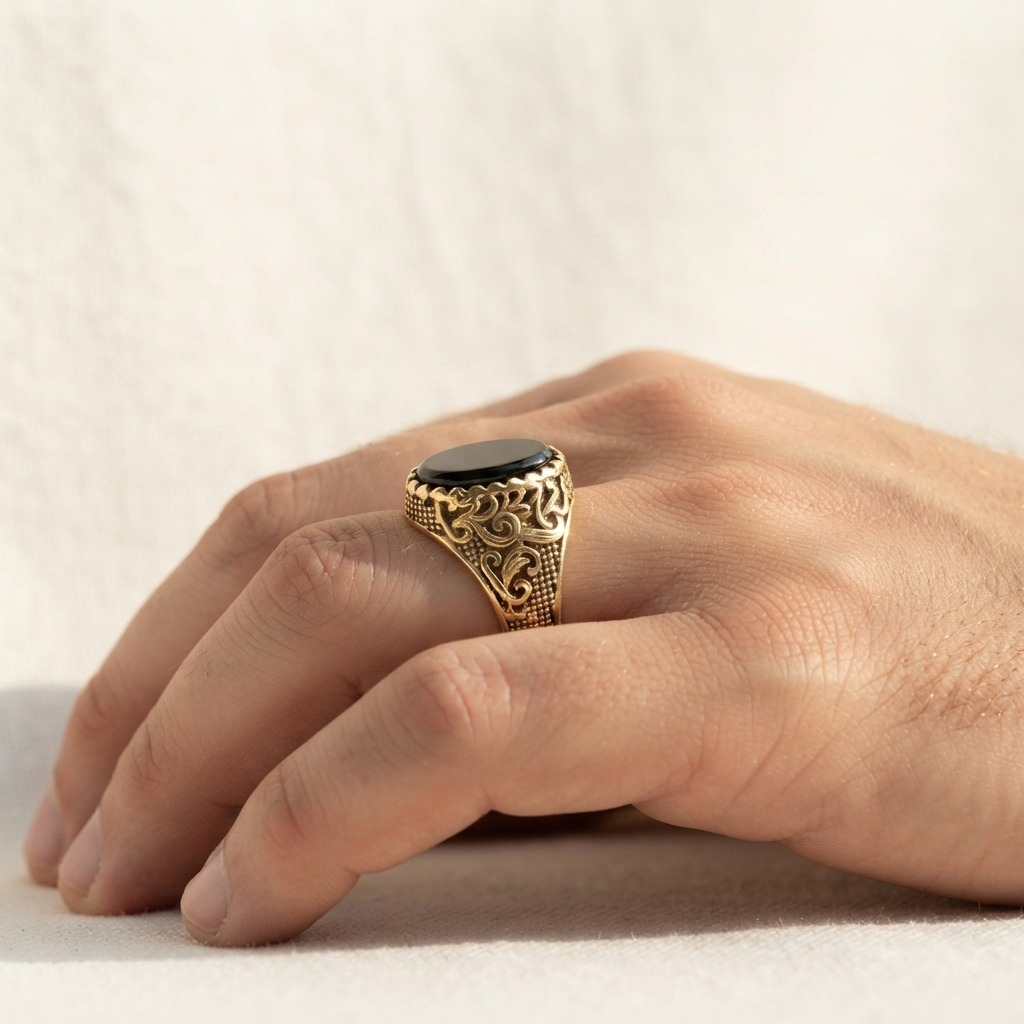 Men's Vintage Black Onyx Style Ring