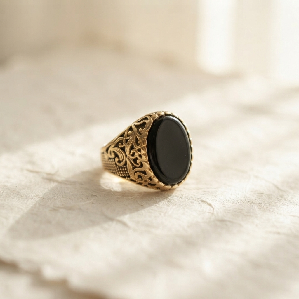 Men's Vintage Black Onyx Style Ring