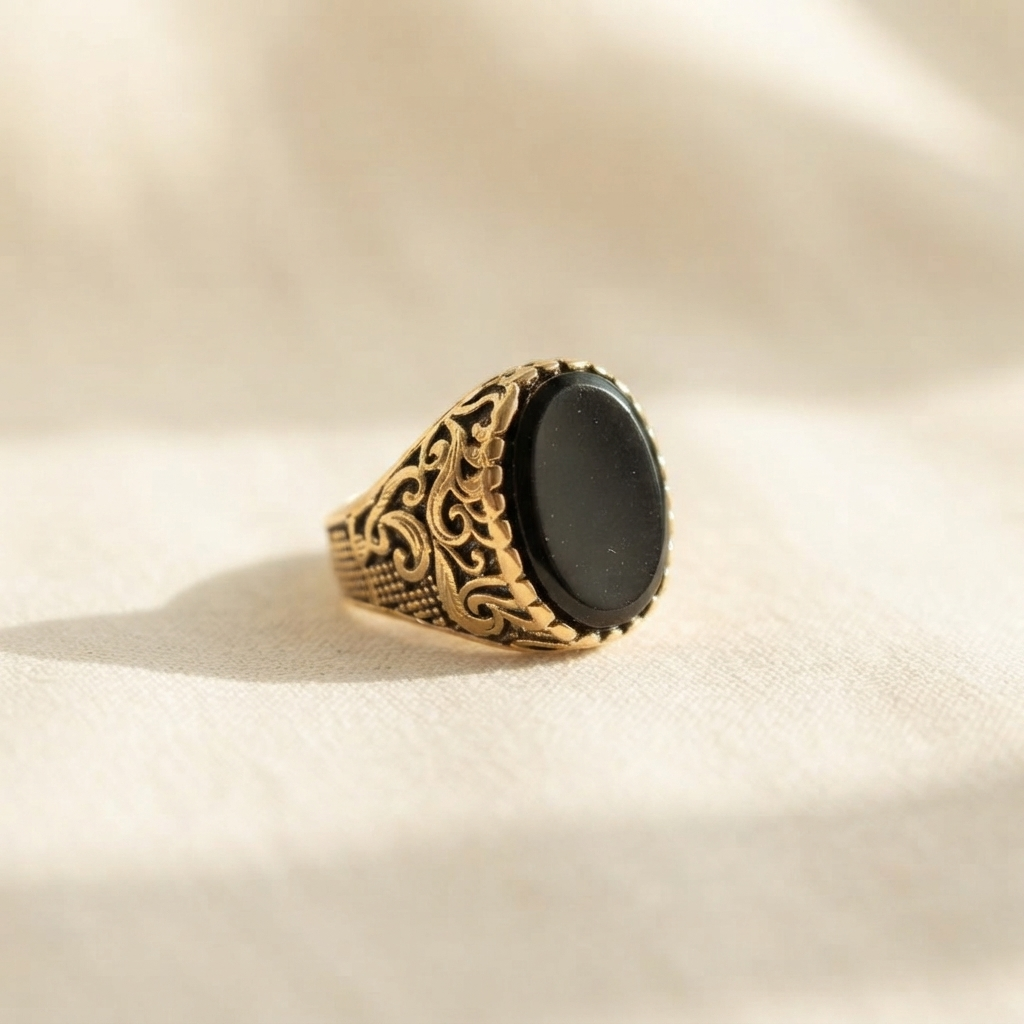 Men's Vintage Black Onyx Style Ring