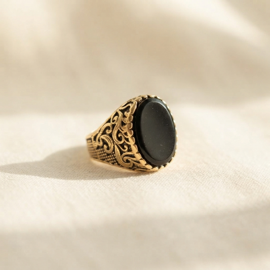 Men's Vintage Black Onyx Style Ring