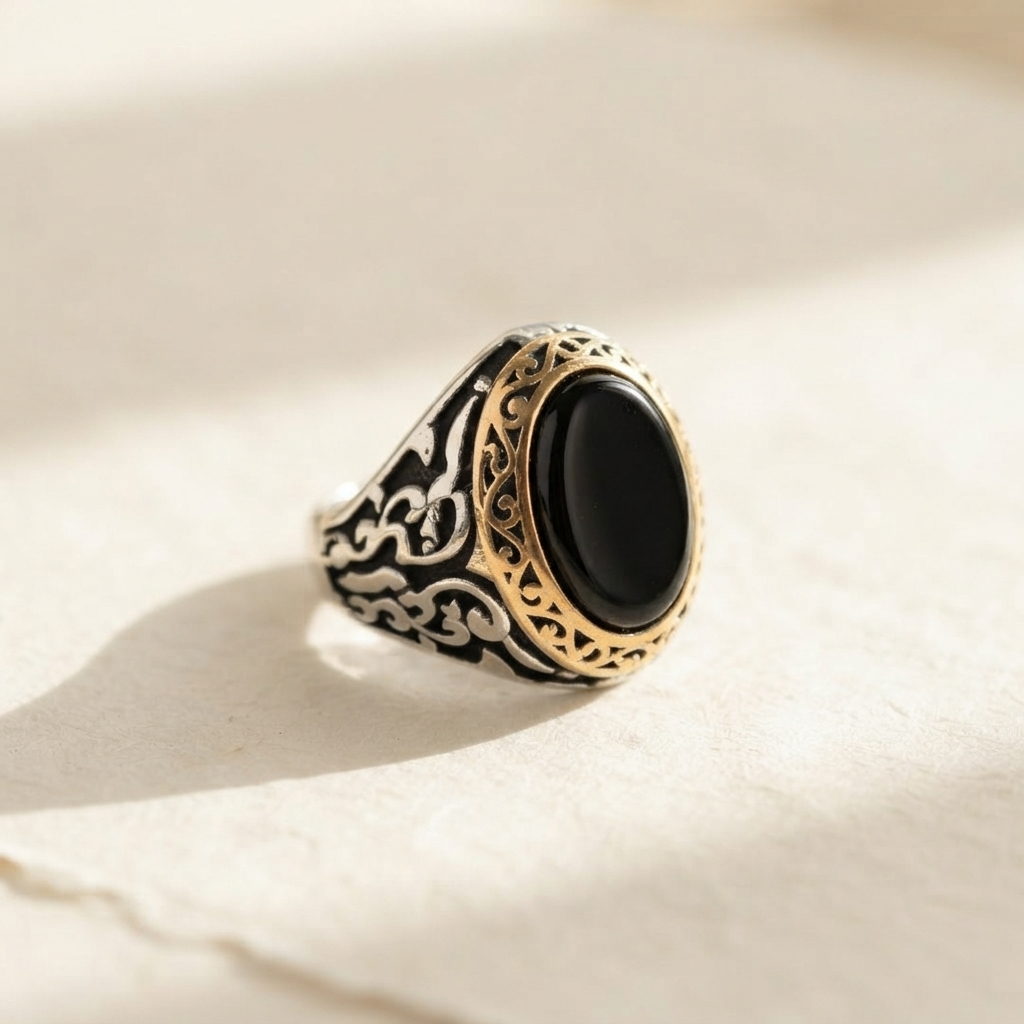 Men's Heritage Black Stone Signet Ring