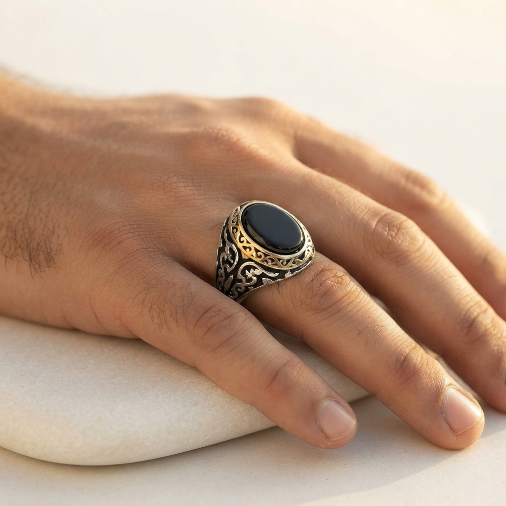 Men's Heritage Black Stone Signet Ring
