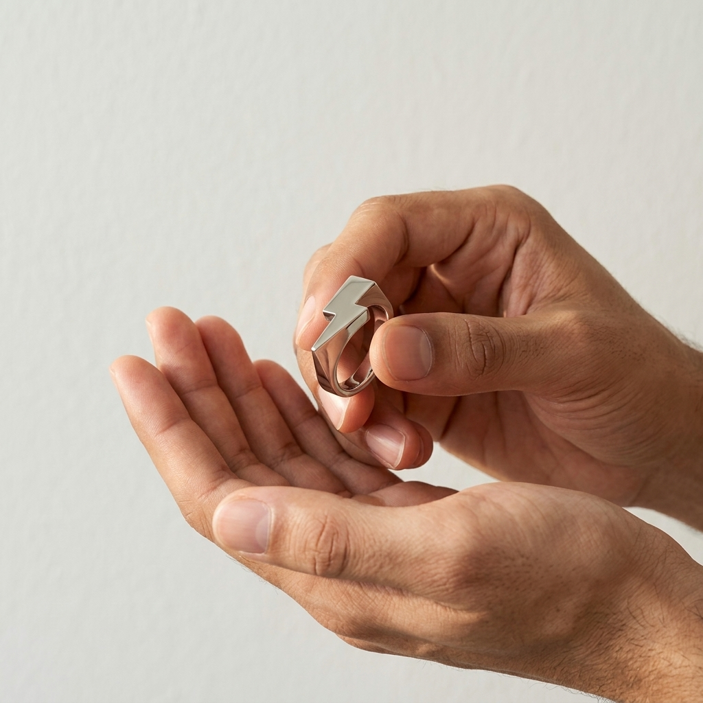 Minimal Lightning Bolt Signet Ring