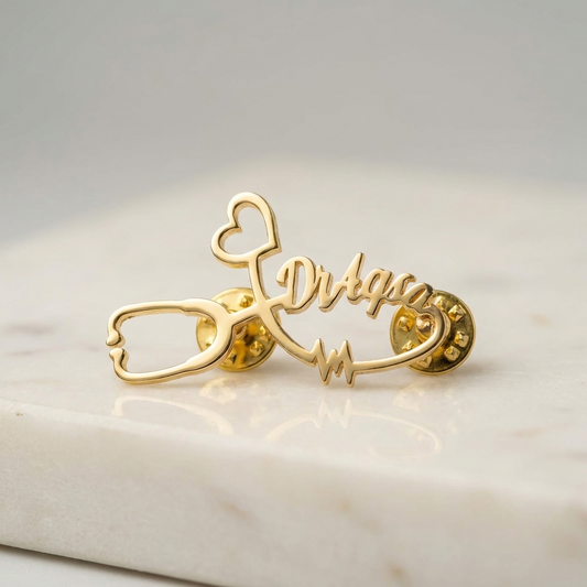 Heartbeat Stethoscope Custom Name Pin