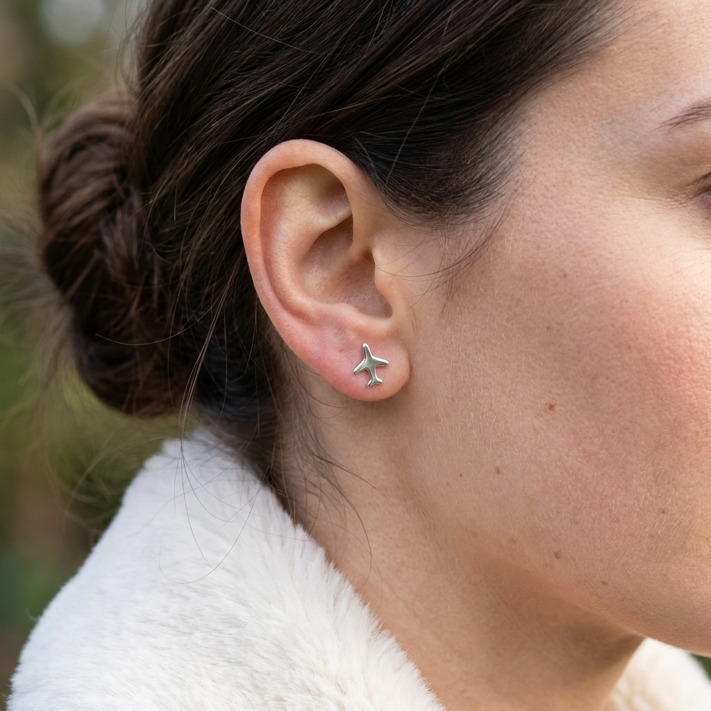 Minimal Airplane Stud Earrings For Women - 18K Gold Plated