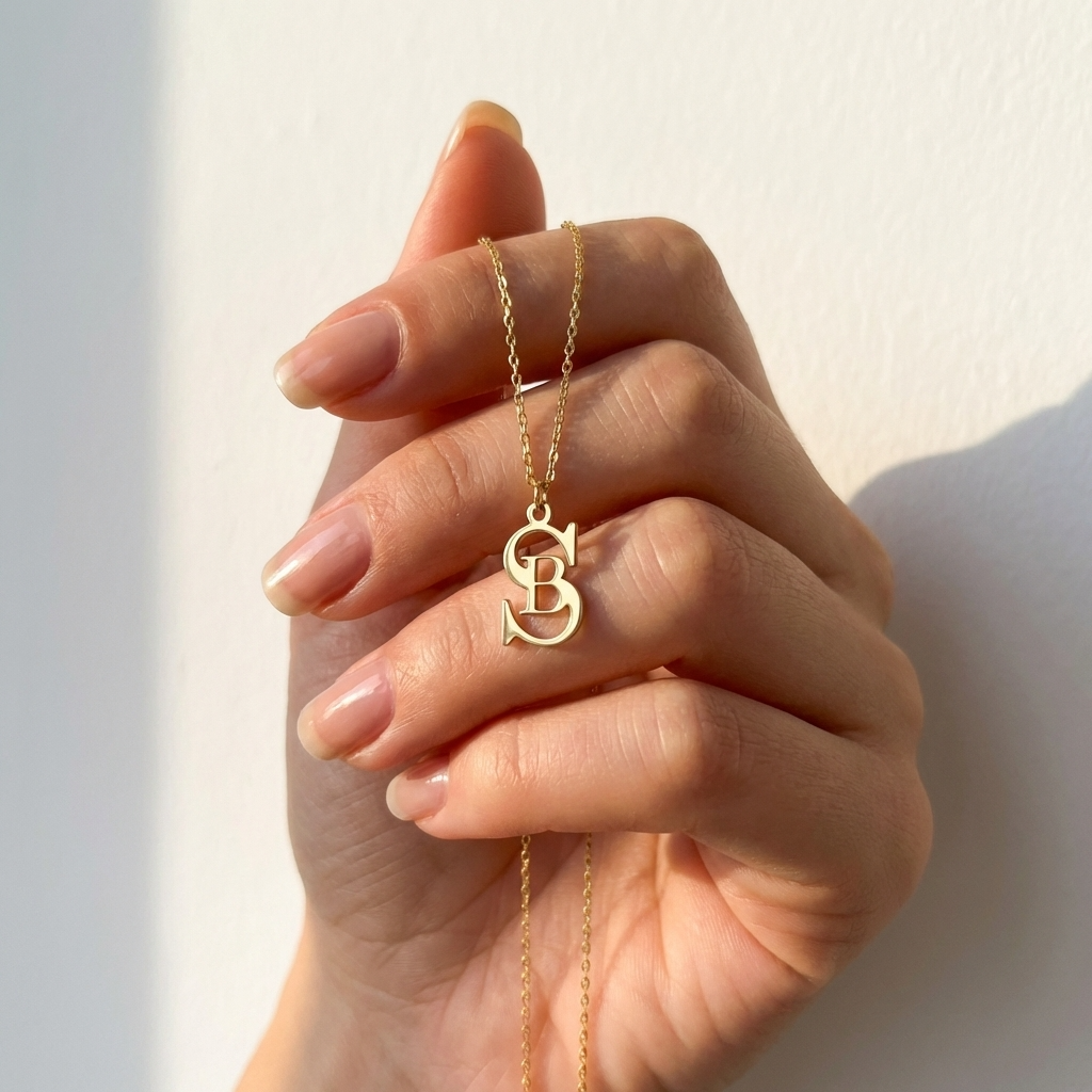 Inter Initial Chain Tiny Alphabet Couple Necklace For Women - Chain Size 18 Inches