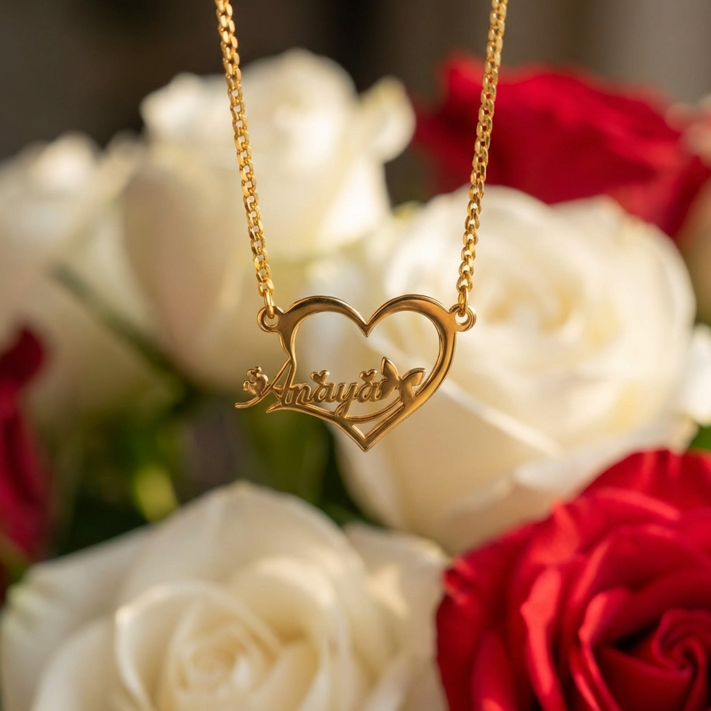 Minimal Heart Personalized Name Necklace