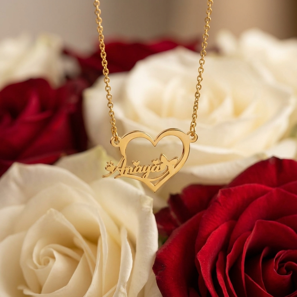 Minimal Heart Personalized Name Necklace