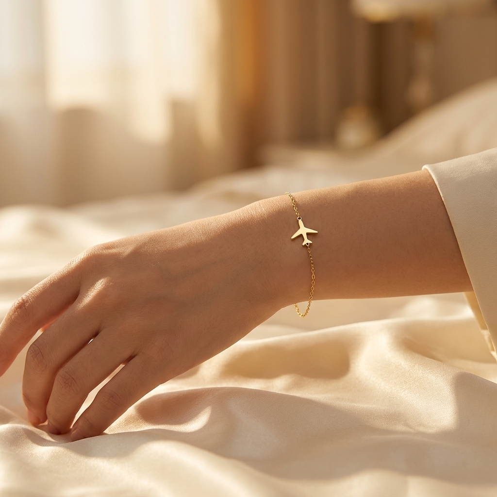 Dainty Airplane Bracelet For Women - 18K Gold Plated ✈