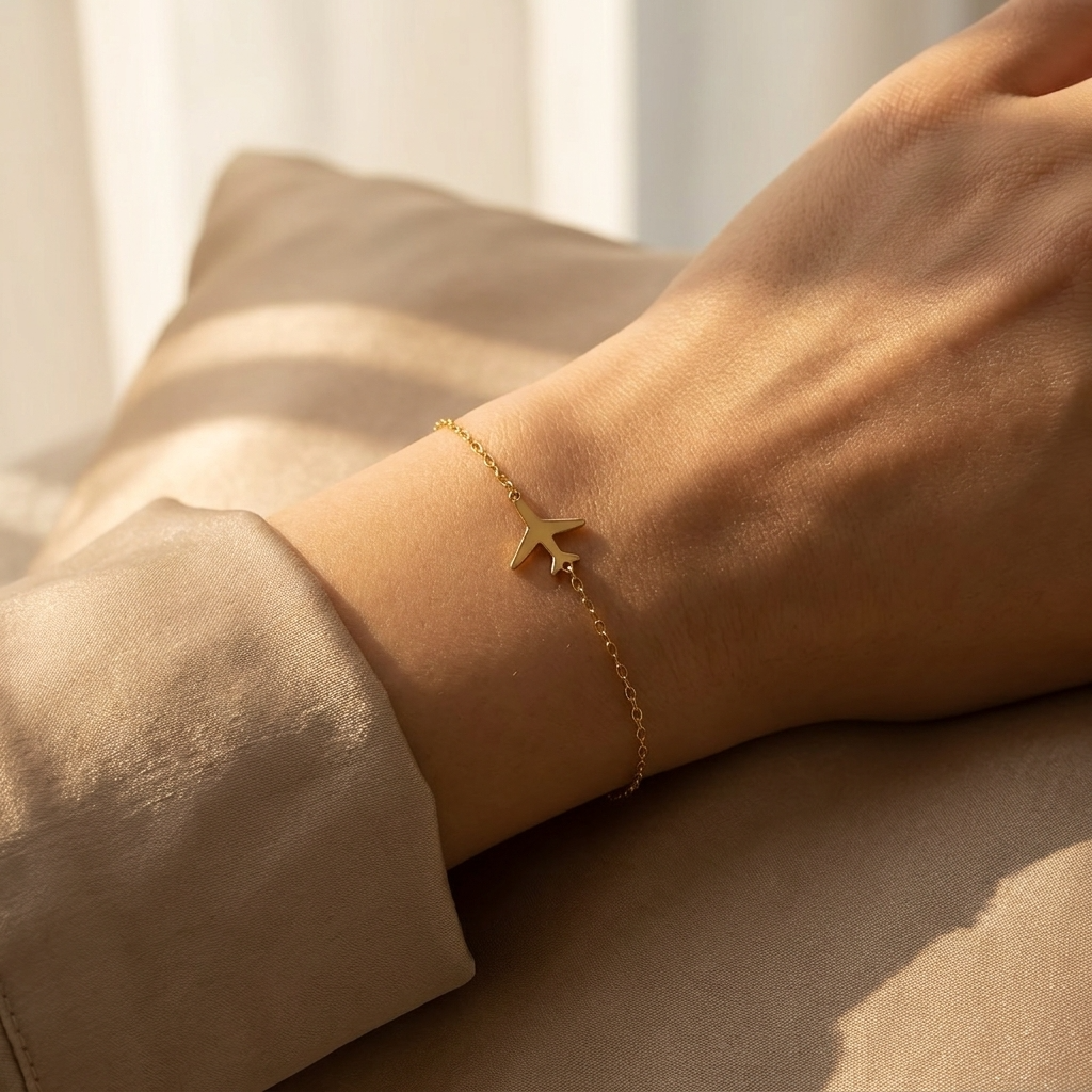 Dainty Airplane Bracelet For Women - 18K Gold Plated ✈