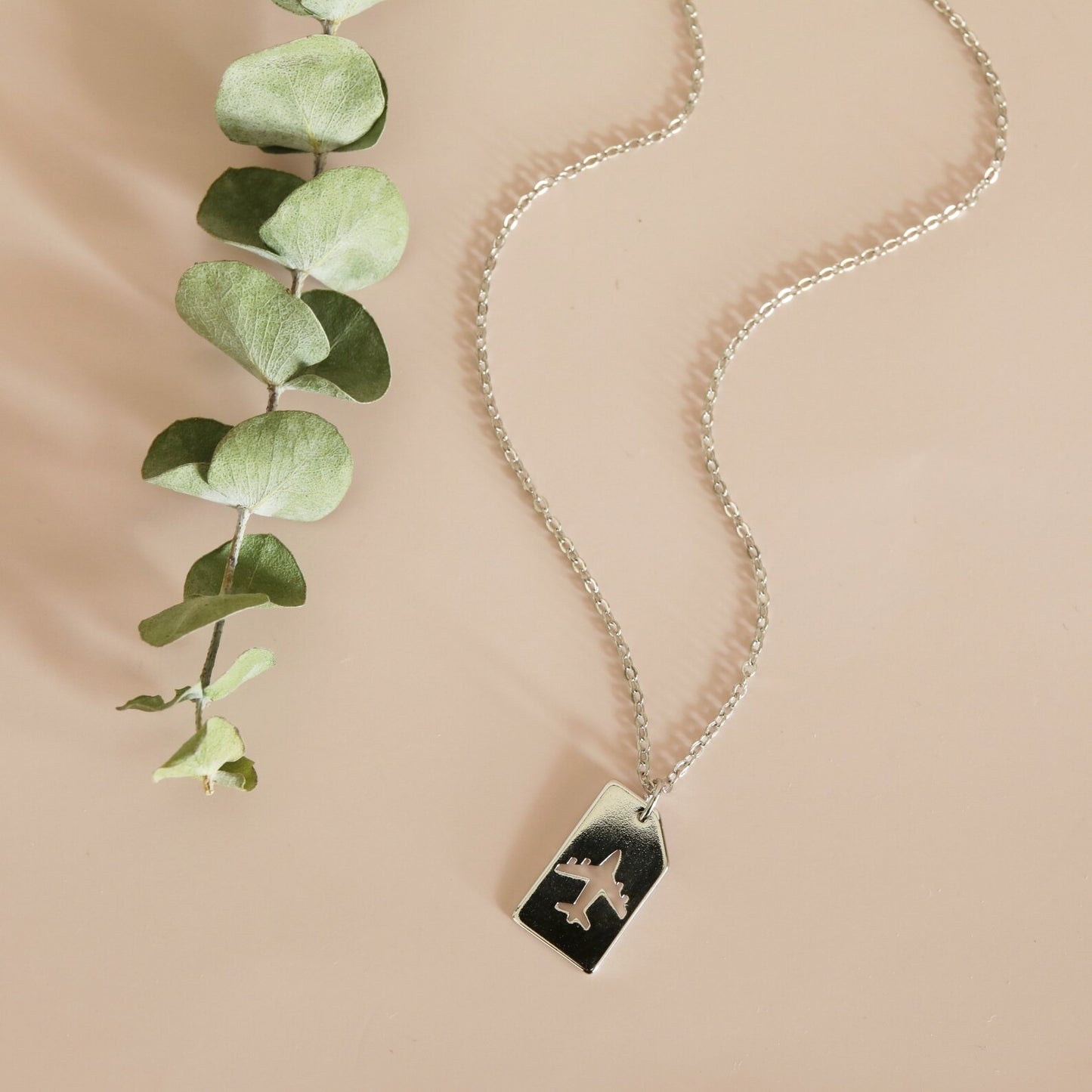 18K Gold Plated Minimalist Airplane Tag Necklace - Unisex
