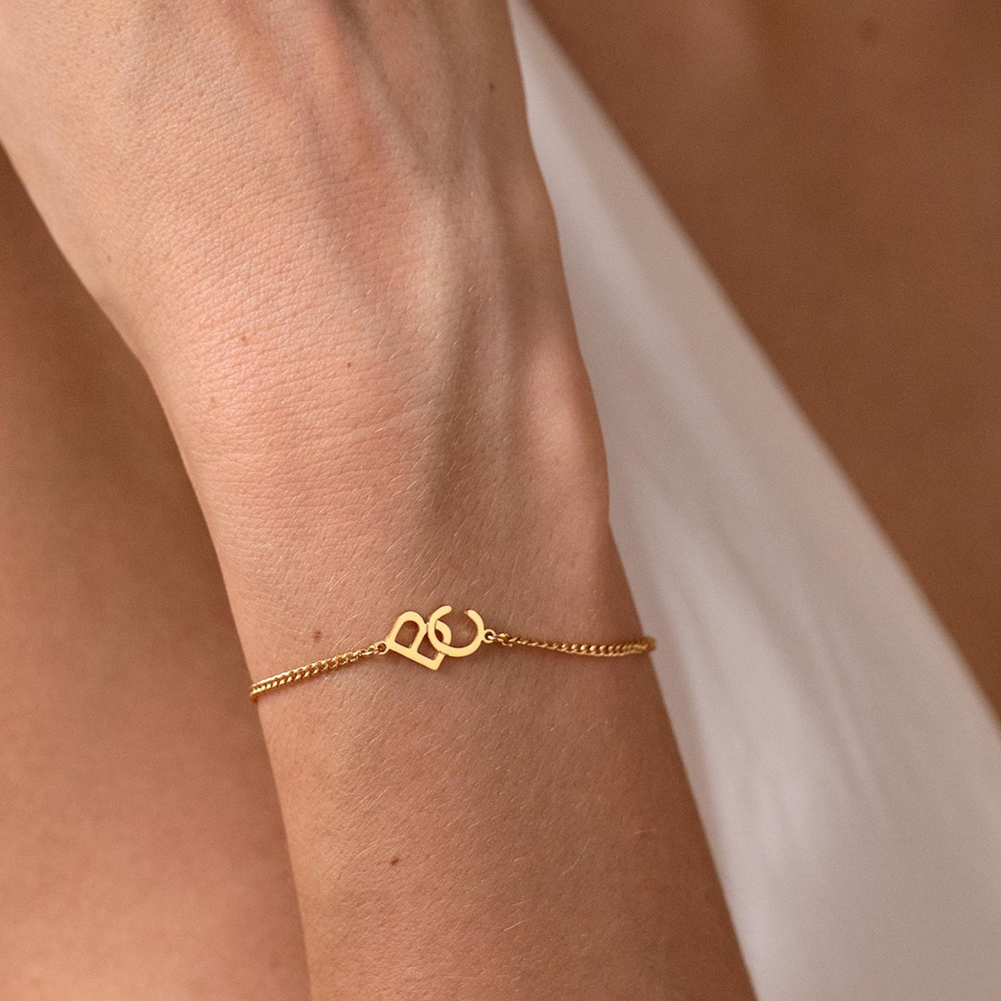 Interlocked Initials Alphabet Chain Bracelet For Women