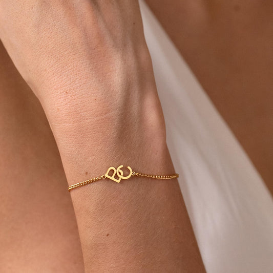 Interlocked Initials Alphabet Chain Bracelet For Women