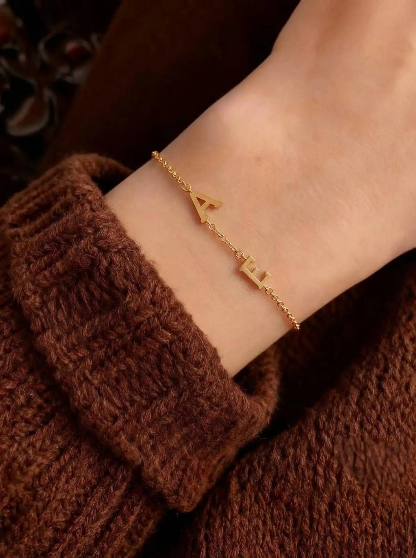 Single Initial Tiny Alphabet Chain Bracelet For Women