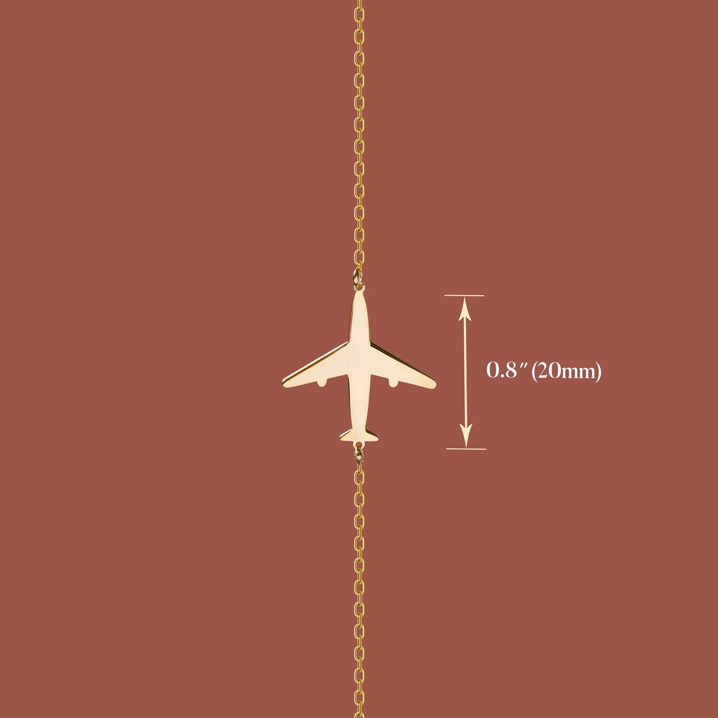 18K Gold Plated Dainty Sideways Airplane Necklace For Women