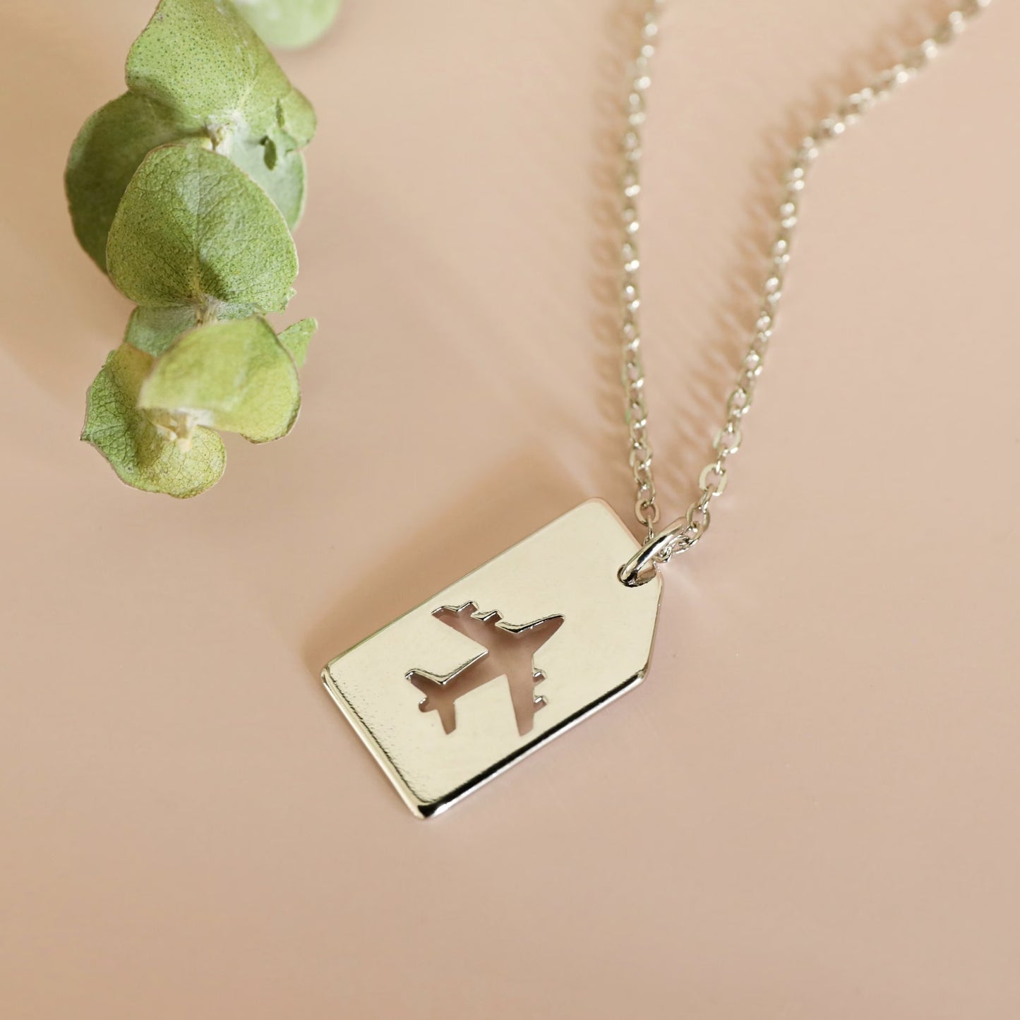 18K Gold Plated Minimalist Airplane Tag Necklace - Unisex