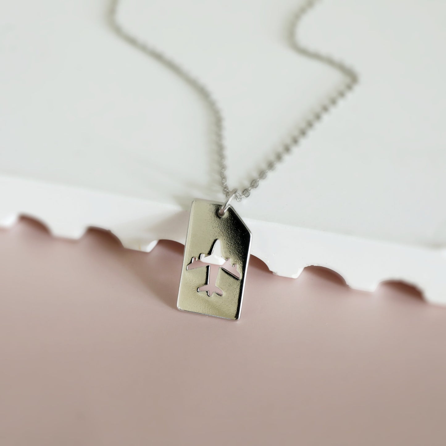 18K Gold Plated Minimalist Airplane Tag Necklace - Unisex