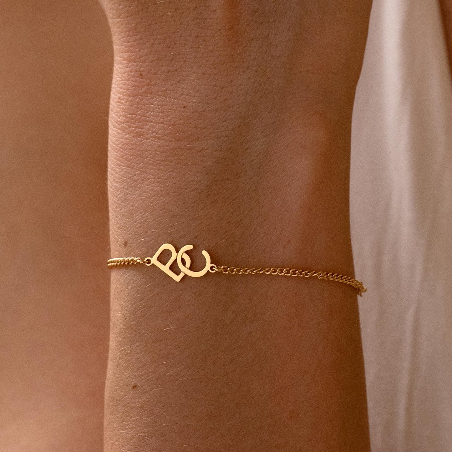 Interlocked Initials Alphabet Chain Bracelet For Women